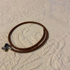 Pandora brown leather 13” bracelet